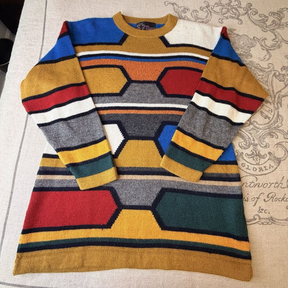 VTG Arte Folclorico MilenarioPeru Alpaca Sweater Geometric Colorblock Andean 90s